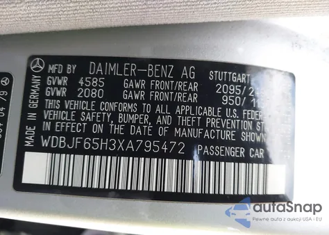 1999 Mercedes-Benz E 320 из США, поврежденный, VIN WDBJF65H3XA795472